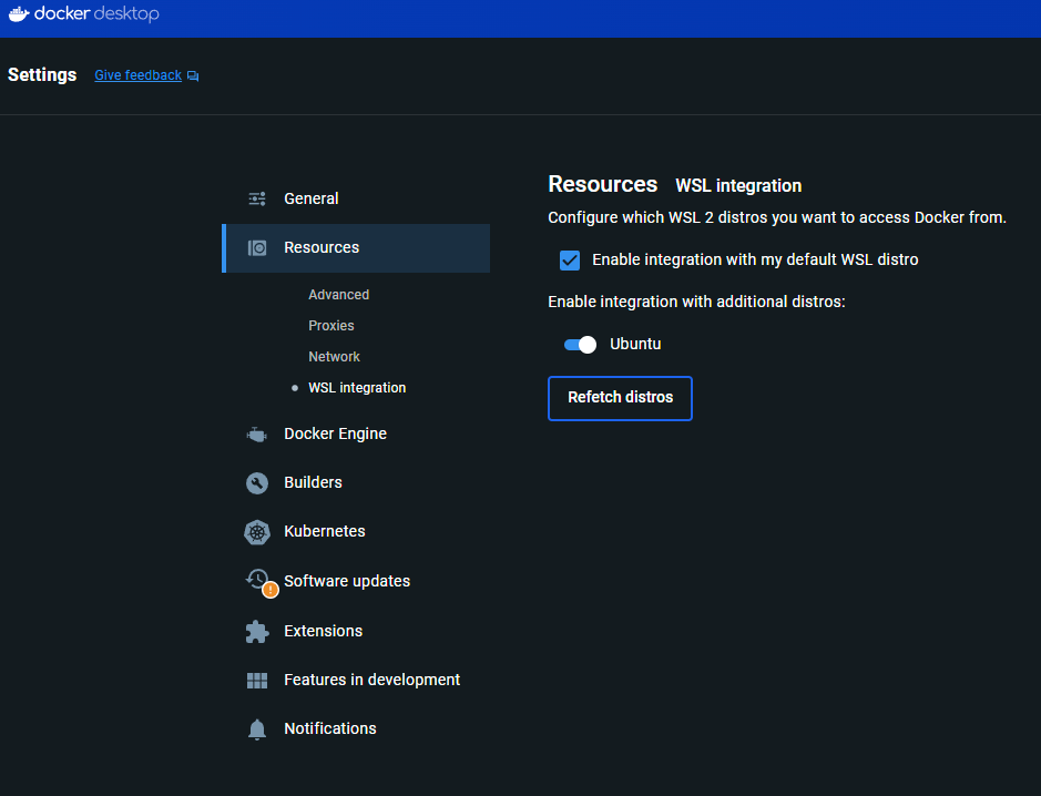 Enable WSL2 in Docker Desktop