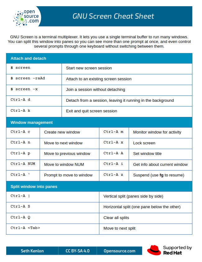 GNU Screen Cheat Sheet
